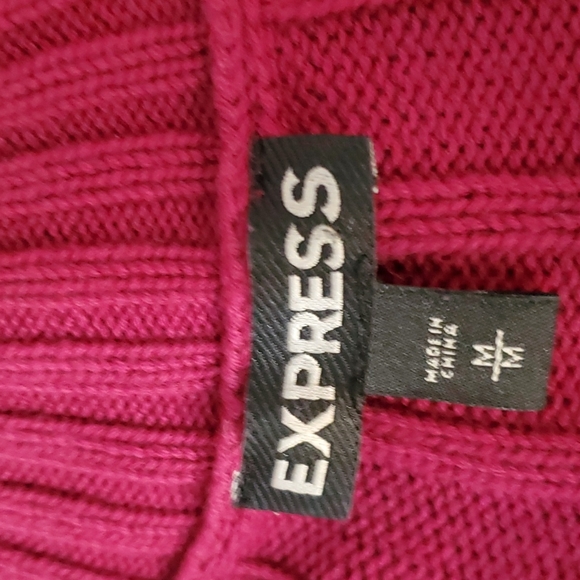 EXPRESS SHORT SLEEVE BURGANDY SIDE LACE-UP SWEATER (MEDIUM) - Picture 5 of 6